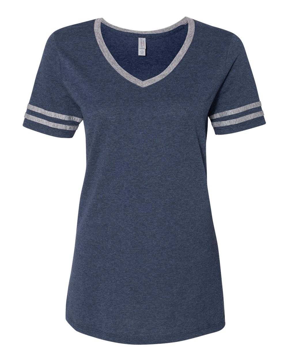 Women's Varsity Triblend V-Neck T-Shirt - Front - B84135683 - Indigo Heather/ Oxford