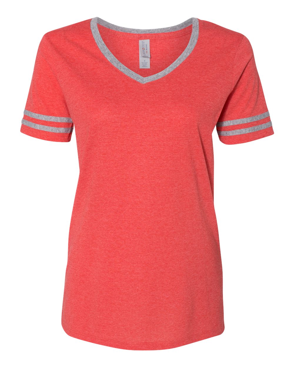 Women's Varsity Triblend V-Neck T-Shirt - Front - B84135713 - Fiery Red Heather/ Oxford