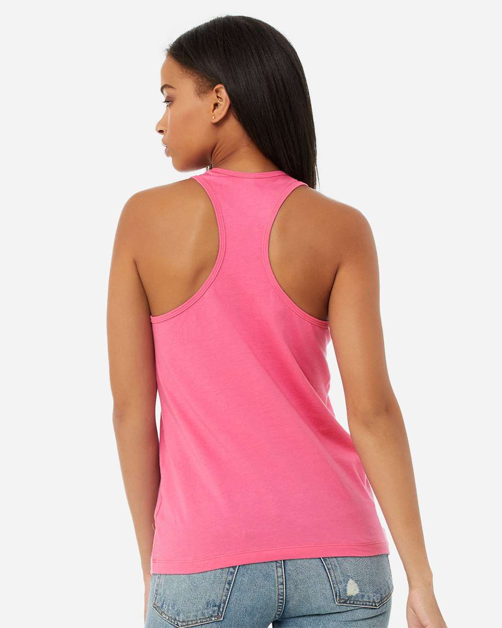 Women's Jersey Racerback Tank - OnModelBack - B33206303 - Charity Pink