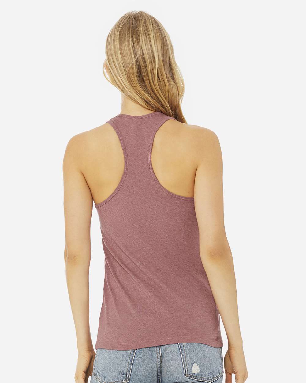 Women's Jersey Racerback Tank - OnModelBack - B33206333 - Heather Mauve