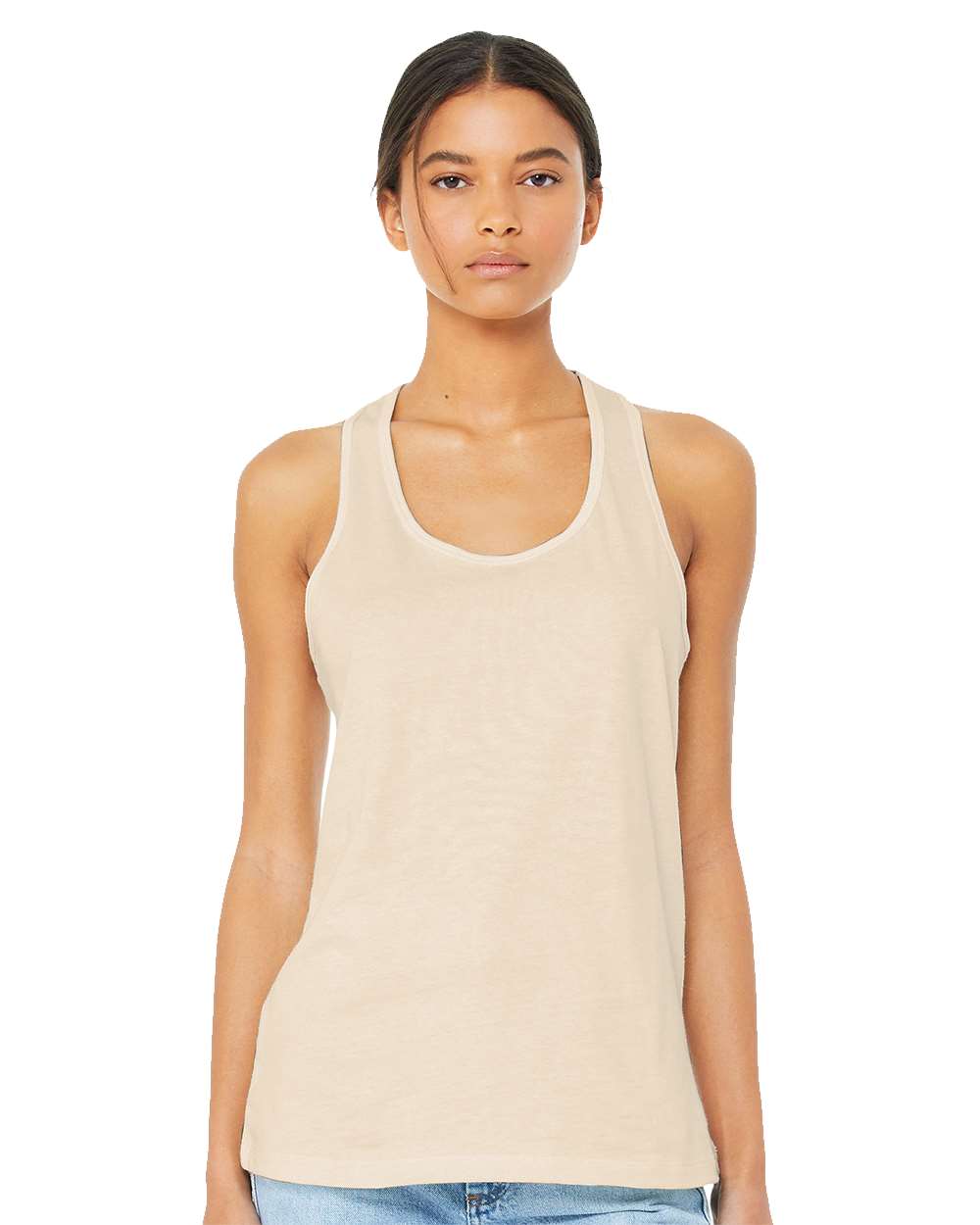 Women's Jersey Racerback Tank - OnModelFront - B33206243 - Natural