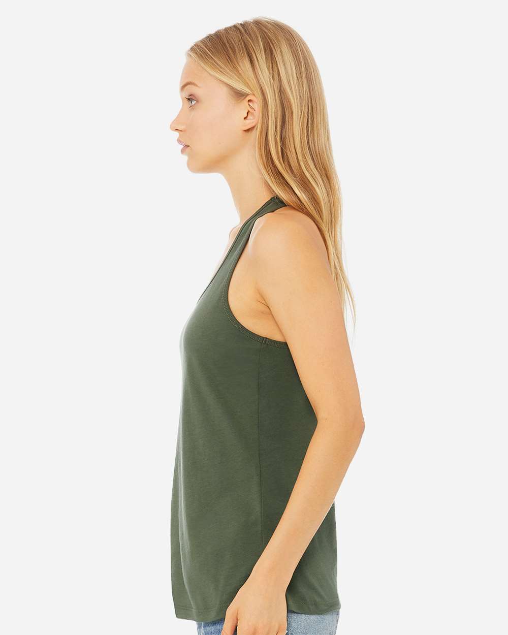 Women's Jersey Racerback Tank - OnModelSide - B33206933 - Military Green
