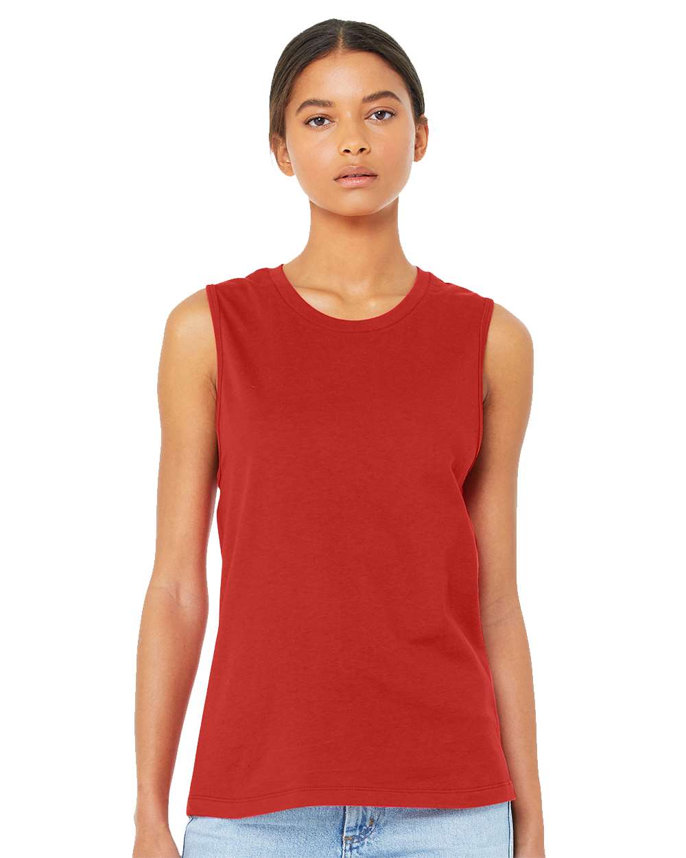Women's Jersey Muscle Tank - OnModelFront - B33406703 - Red