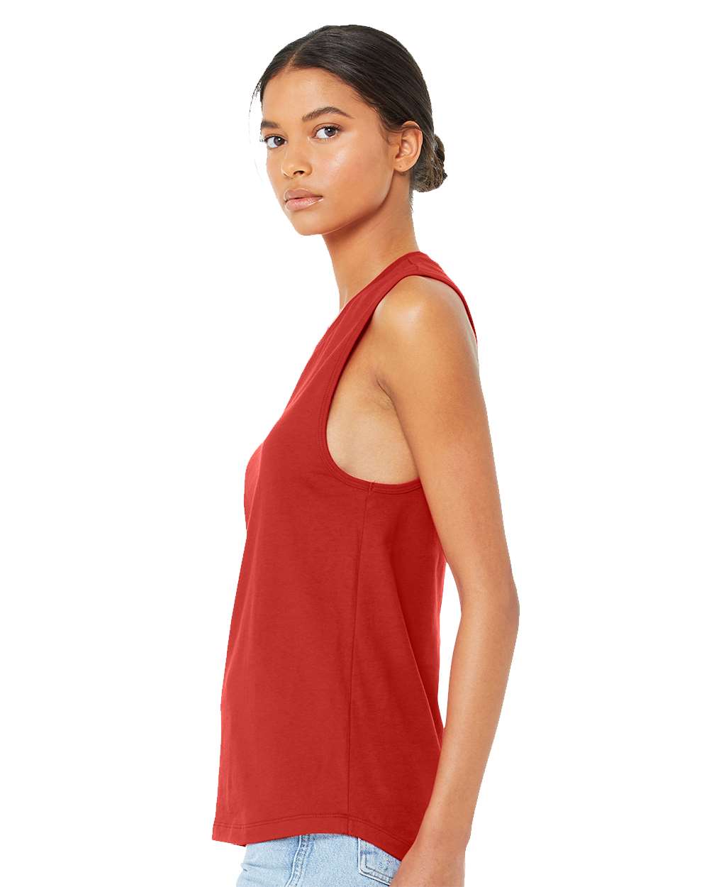 Women's Jersey Muscle Tank - OnModelSide - B33406703 - Red