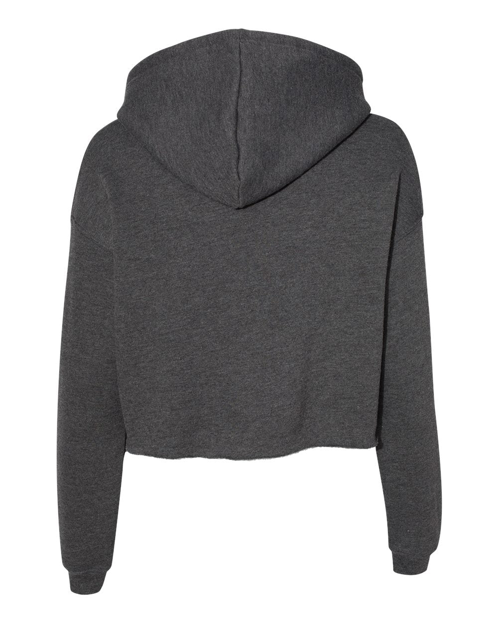 Women's Crop Fleece Hoodie - Back - B53106093 - Dark Grey Heather