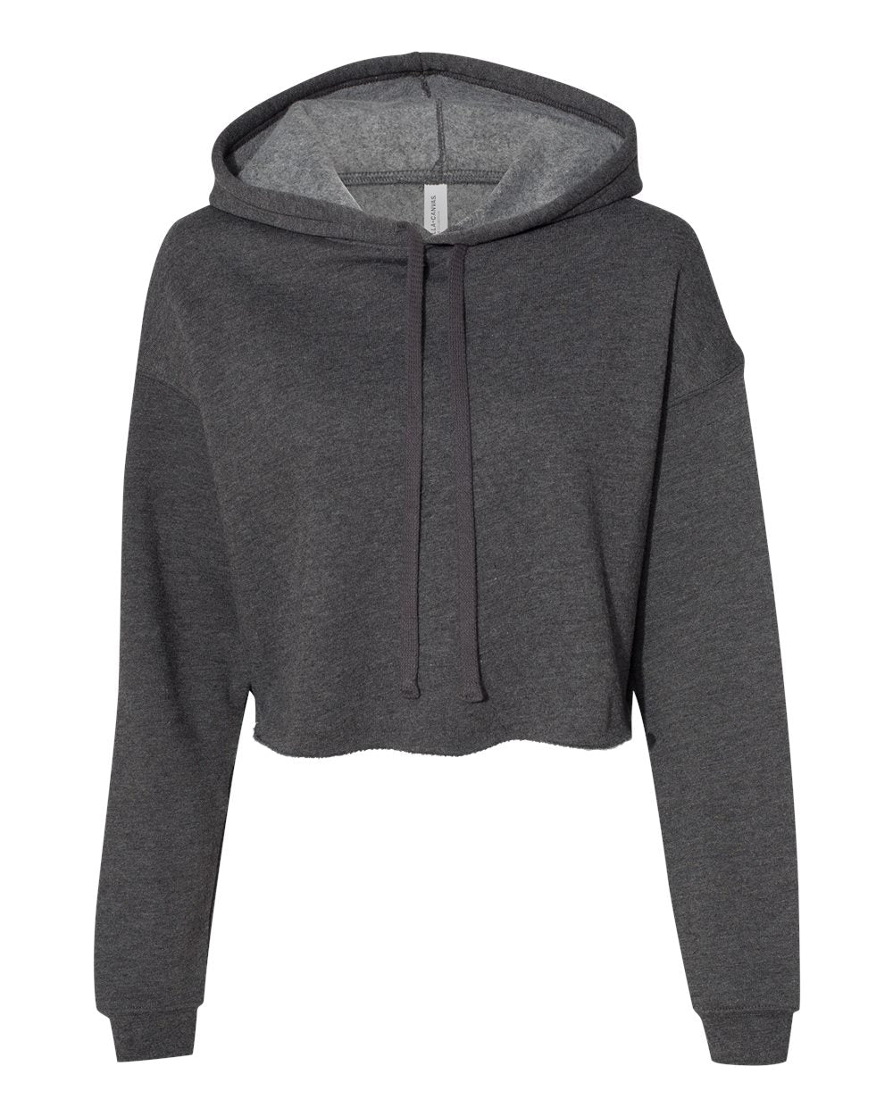 Women's Crop Fleece Hoodie - Front - B53106093 - Dark Grey Heather