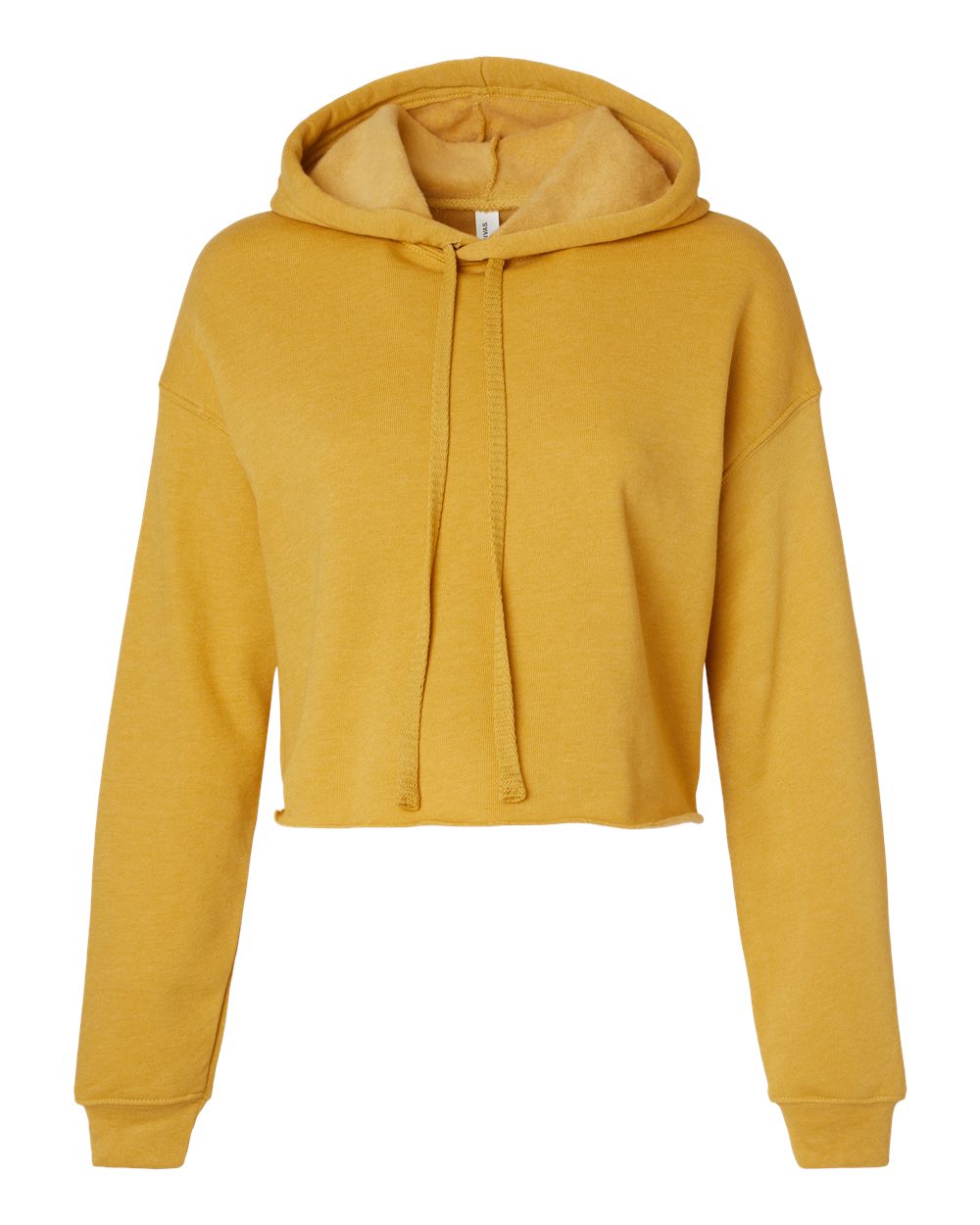 Women's Crop Fleece Hoodie - Front - B53106123 - Heather Mustard