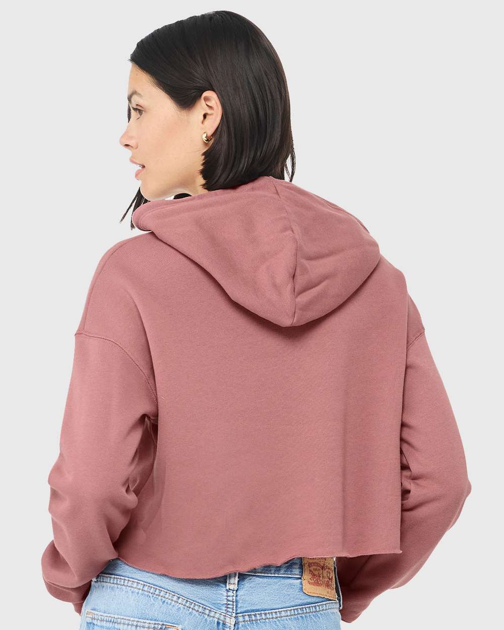 Women's Crop Fleece Hoodie - OnModelBack - B53106273 - Mauve
