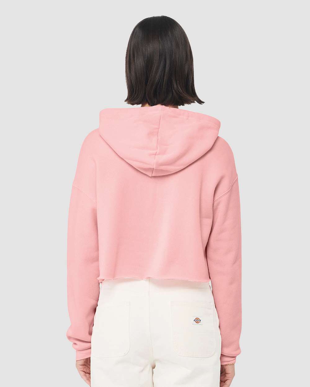 Women's Crop Fleece Hoodie - OnModelBack - B53106303 - Pink