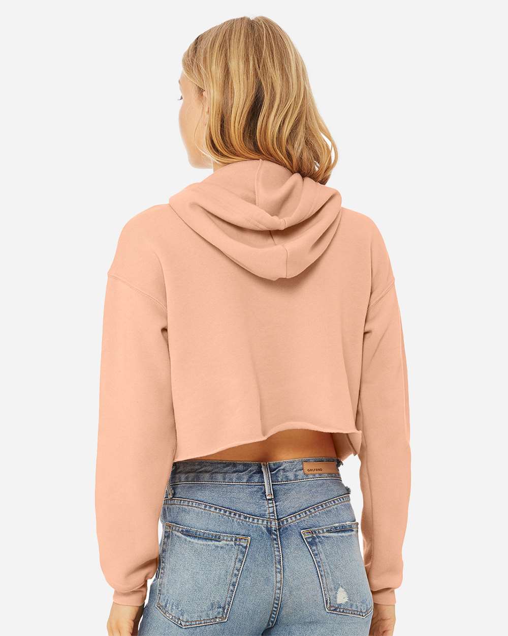 Women's Crop Fleece Hoodie - OnModelBack - B53106323 - Peach