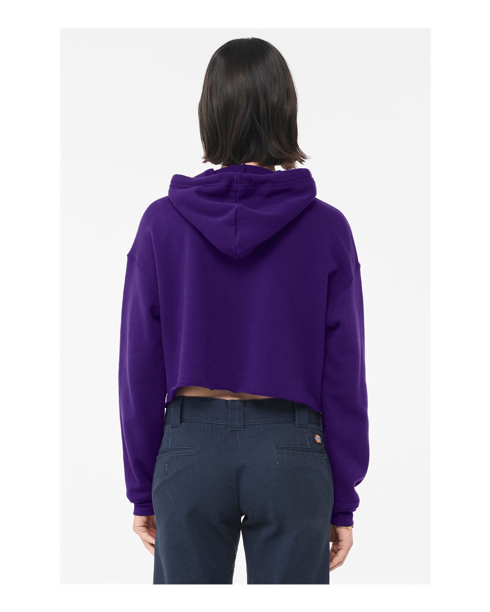Women's Crop Fleece Hoodie - OnModelBack - B53106573 - Team Purple
