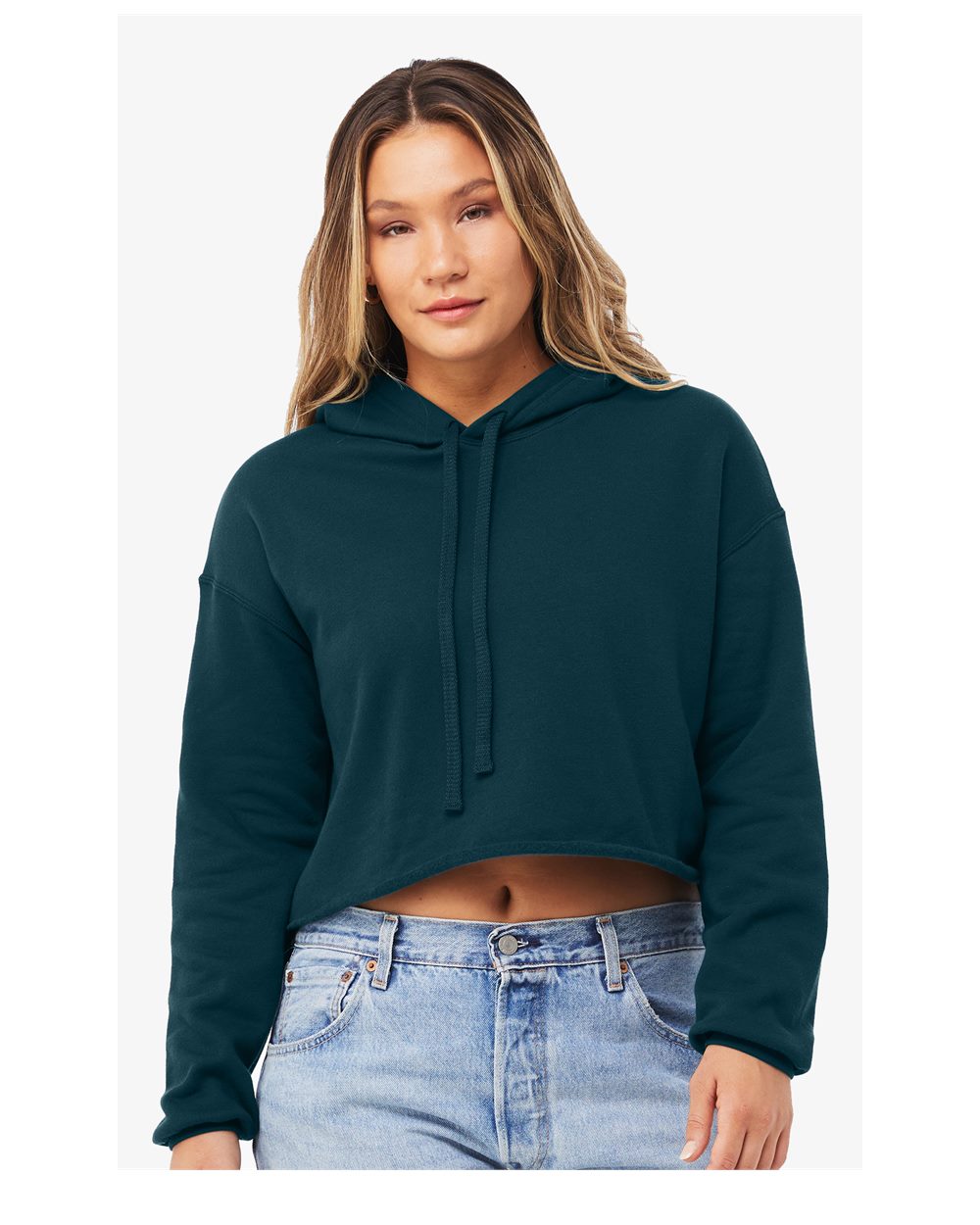 Women's Crop Fleece Hoodie - OnModelFront - B53106413 - Atlantic