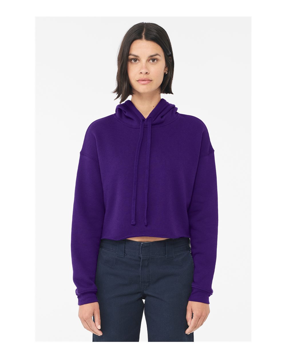 Women's Crop Fleece Hoodie - OnModelFront - B53106573 - Team Purple