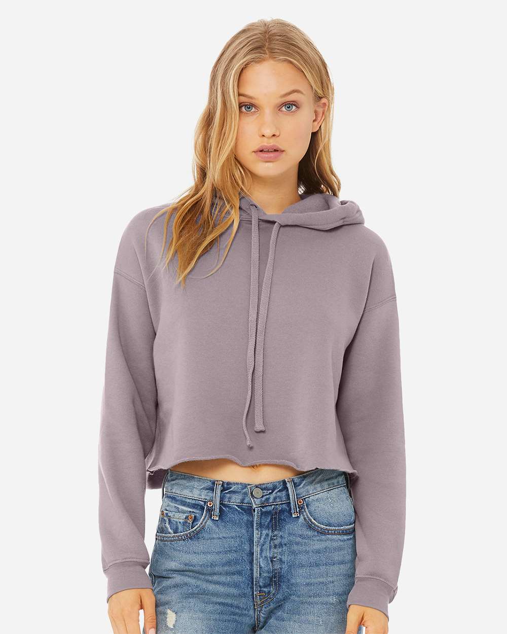 Women's Crop Fleece Hoodie - OnModelFront - B53106683 - Storm