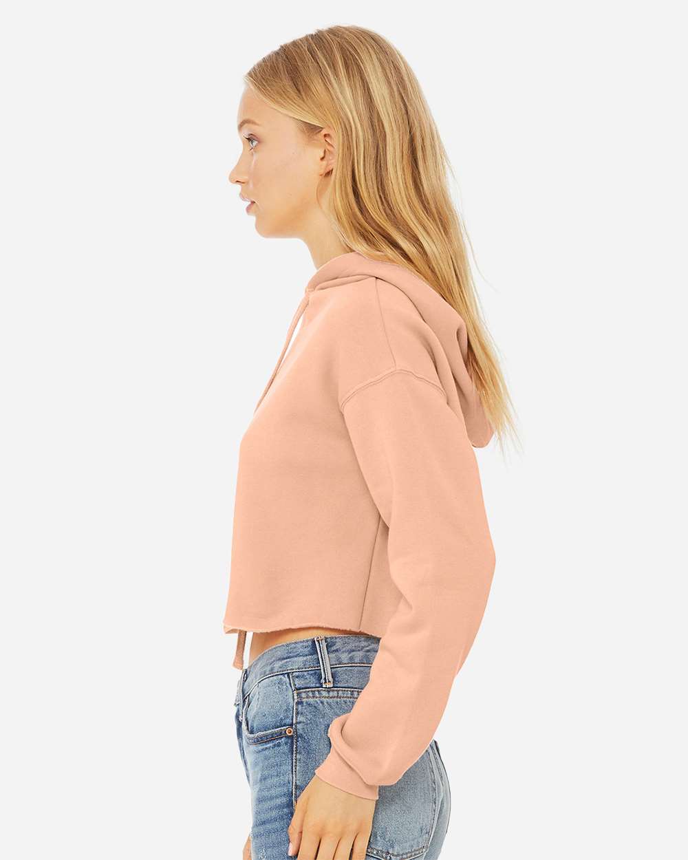 Women's Crop Fleece Hoodie - OnModelSide - B53106323 - Peach