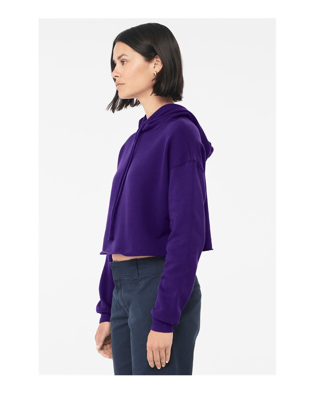 Women's Crop Fleece Hoodie - OnModelSide - B53106573 - Team Purple