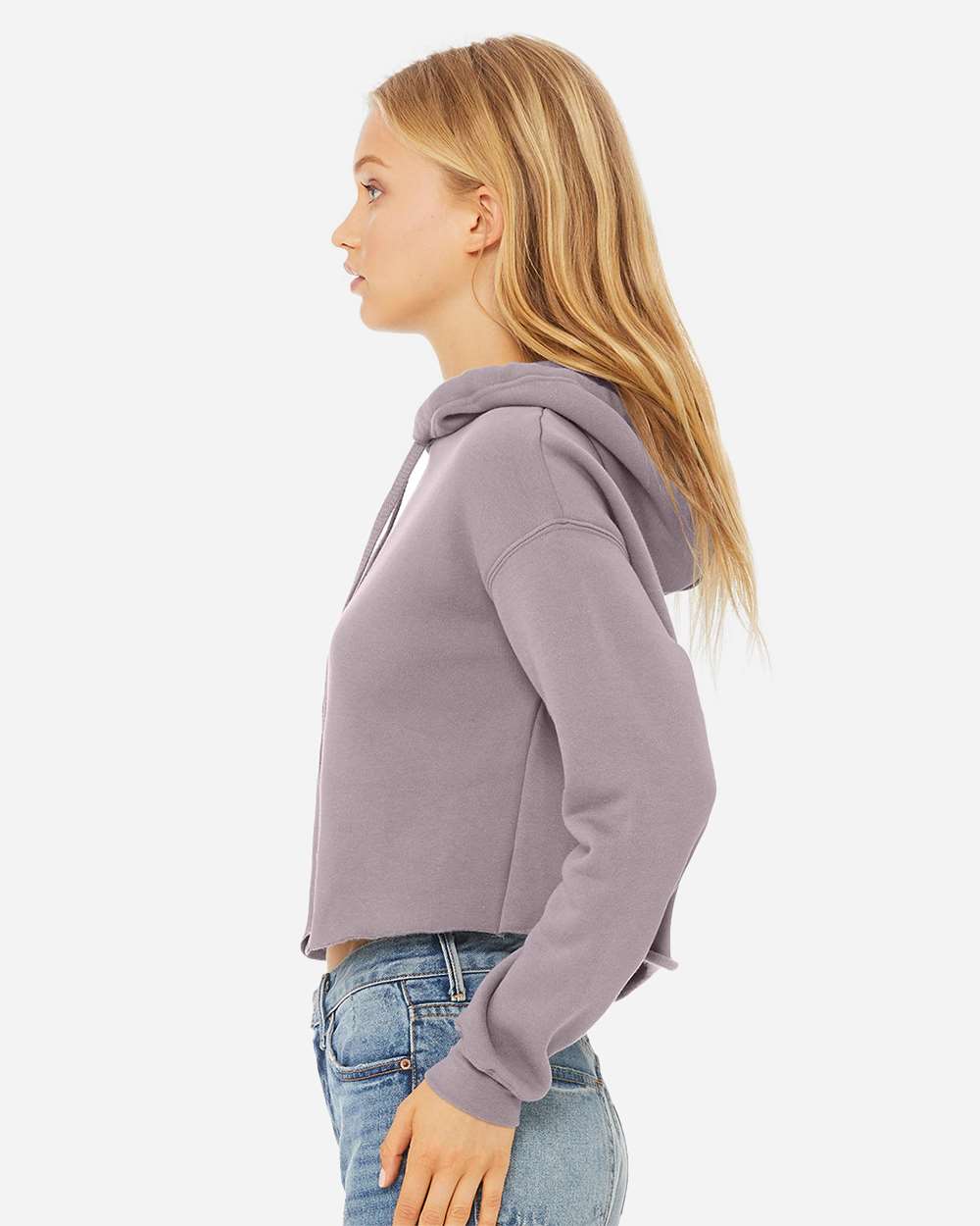 Women's Crop Fleece Hoodie - OnModelSide - B53106683 - Storm