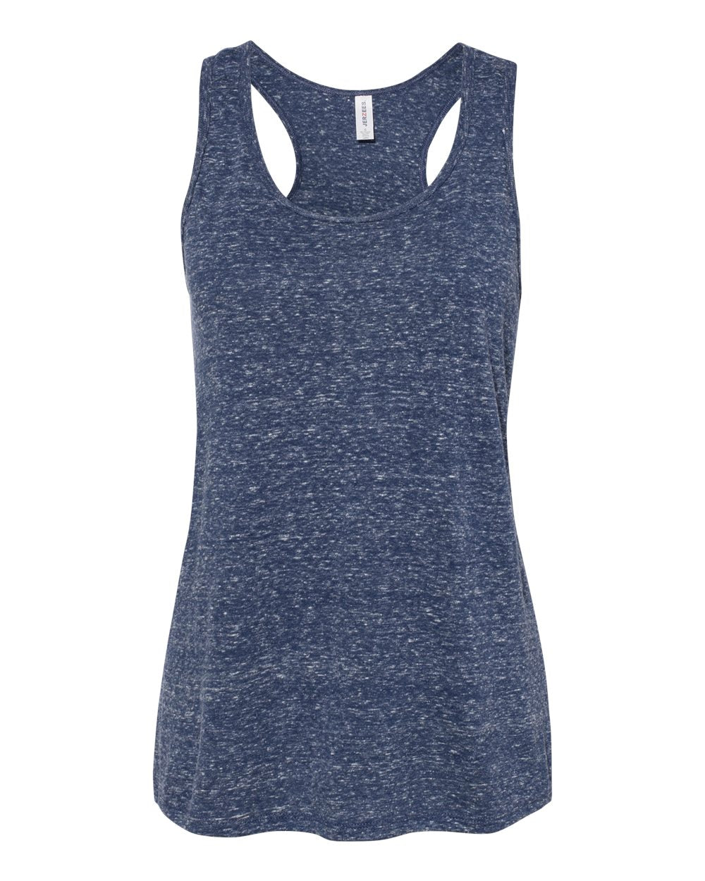 Women's Snow Heather Jersey Racerback Tank Top - Front - B50135654 - Navy