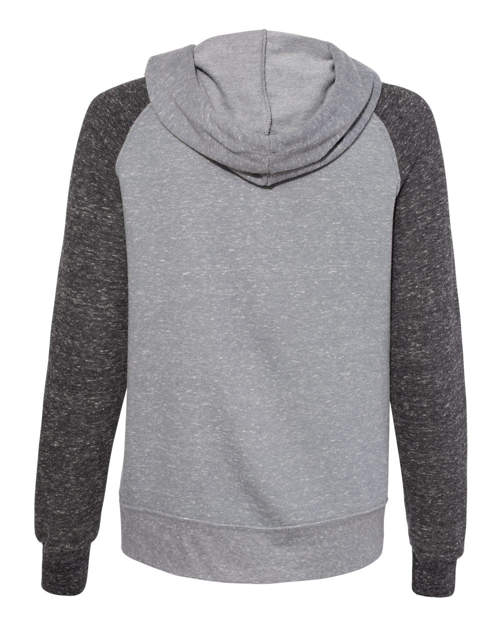Women's Snow Heather French Terry Full-Zip Hooded Sweatshirt - Back - B50835583 - Charcoal/ Black Ink