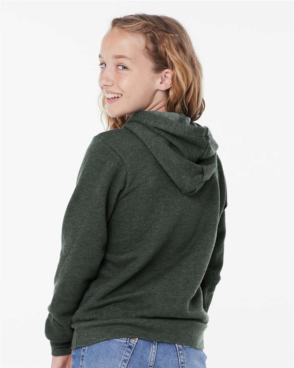 Youth Sponge Fleece Hoodie - OnModelBack - B22806543 - Heather Forest