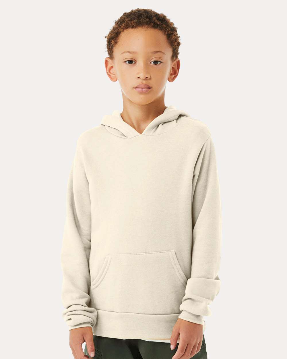 Youth Sponge Fleece Hoodie - OnModelFront - B22806243 - Natural