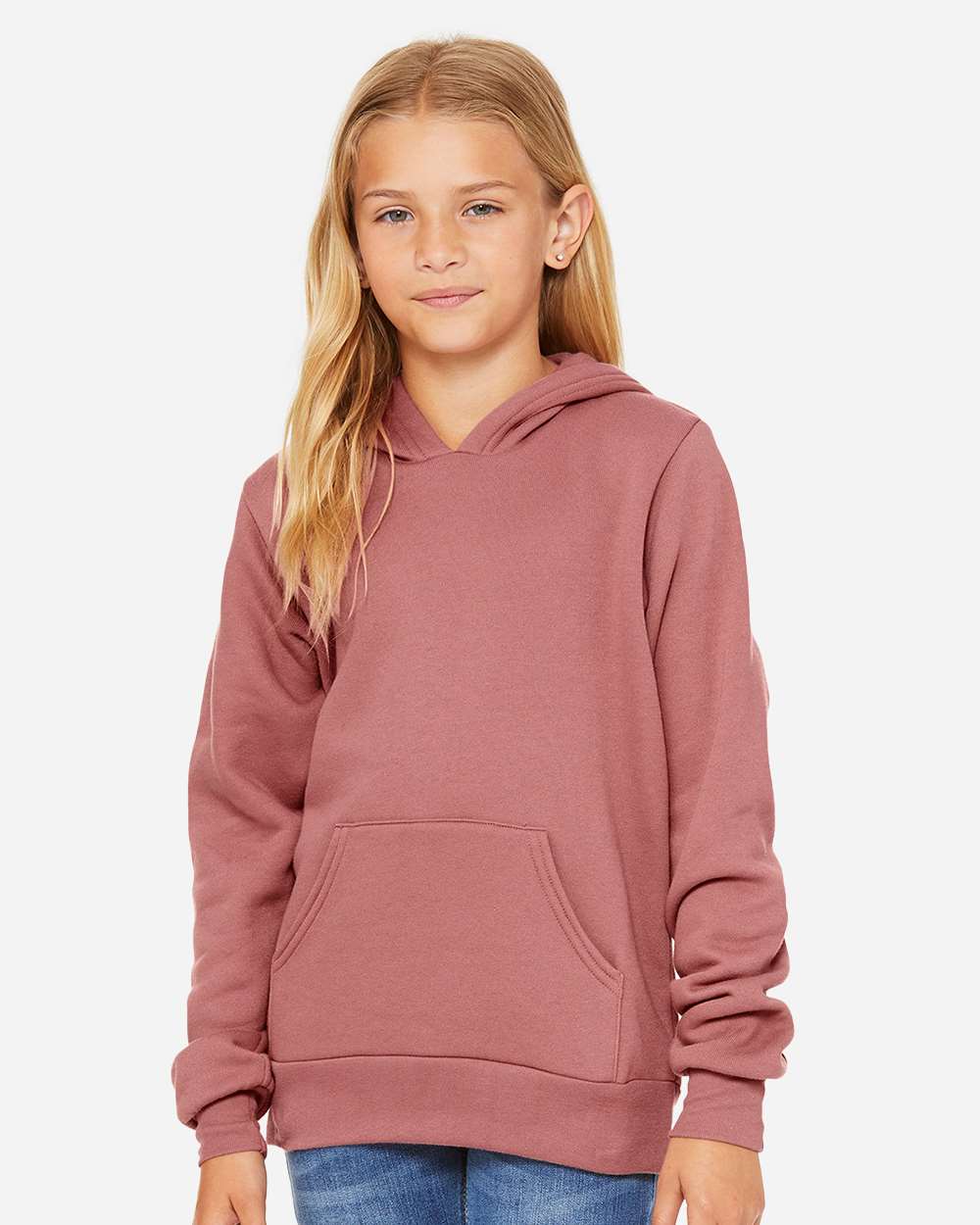 Youth Sponge Fleece Hoodie - OnModelFront - B22806273 - Mauve