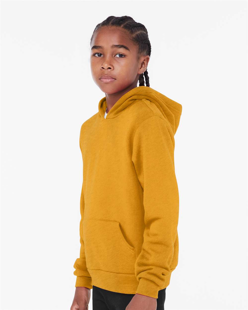 Youth Sponge Fleece Hoodie - OnModelSide - B22806123 - Heather Mustard
