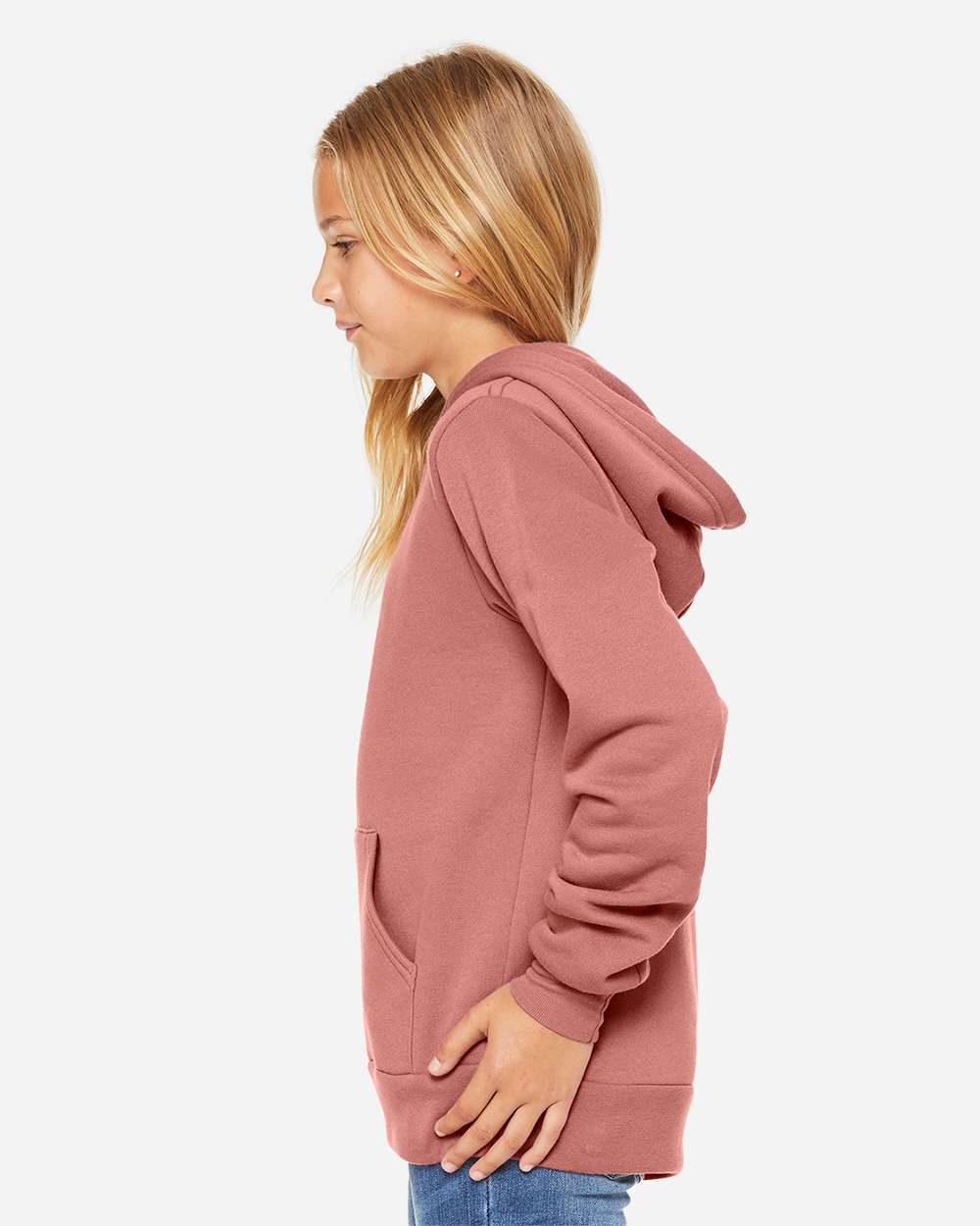 Youth Sponge Fleece Hoodie - OnModelSide - B22806273 - Mauve