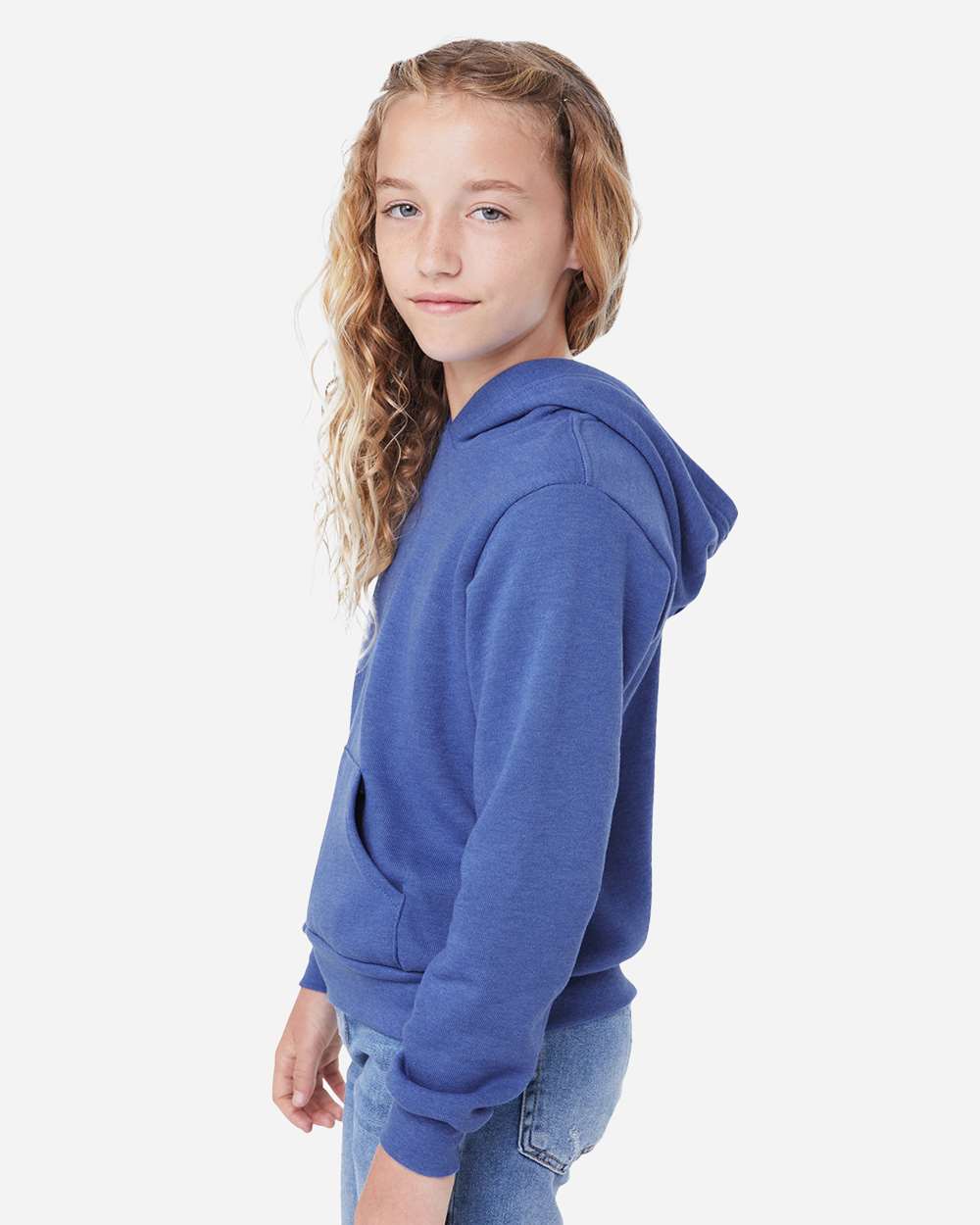 Youth Sponge Fleece Hoodie - OnModelSide - B22806753 - Heather True Royal