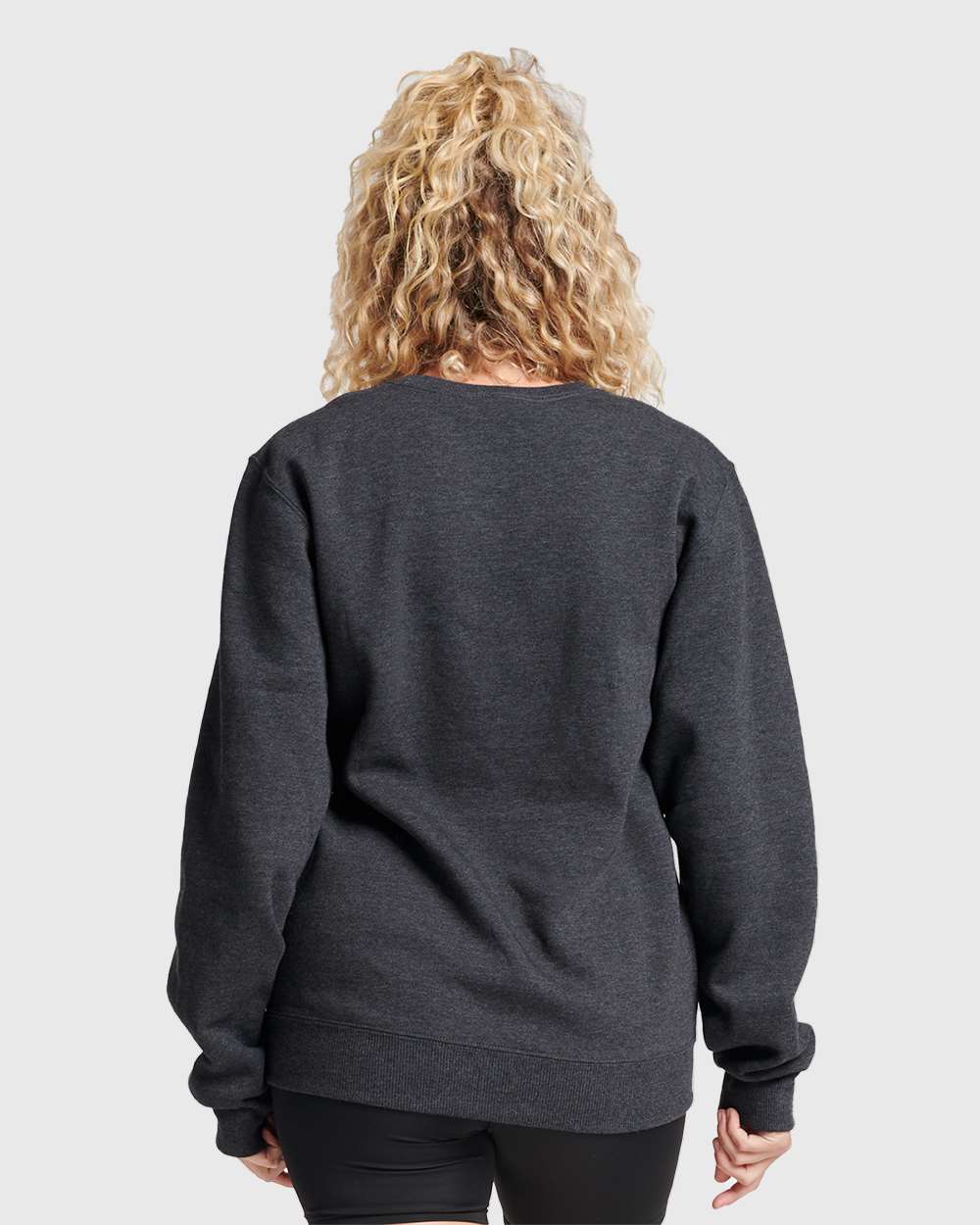 Unisex Eco™ Premium Blend Ring-Spun Crewneck Sweatshirt - OnModelBack - B12935103 - Black Ink Heather