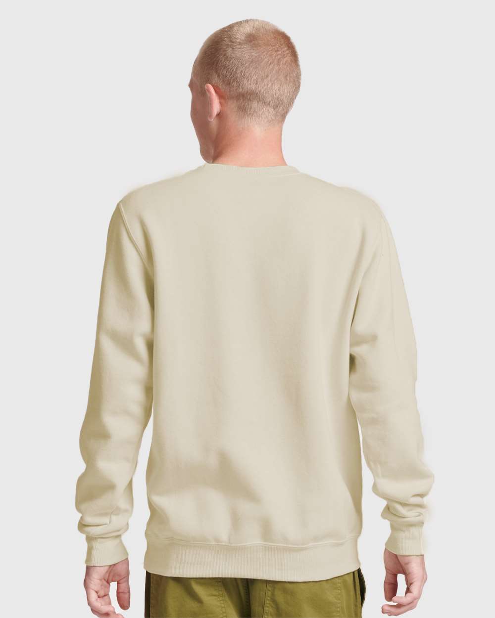 Unisex Eco™ Premium Blend Ring-Spun Crewneck Sweatshirt - OnModelBack - B12935232 - Sweet Cream Heather