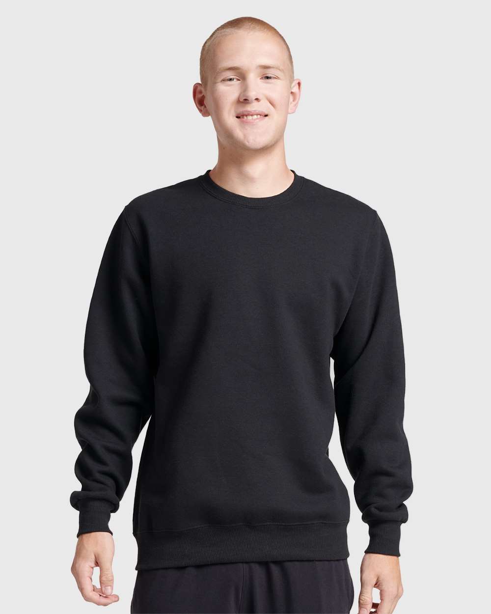 Unisex Eco™ Premium Blend Ring-Spun Crewneck Sweatshirt - OnModelFront - B12935502 - Black Ink