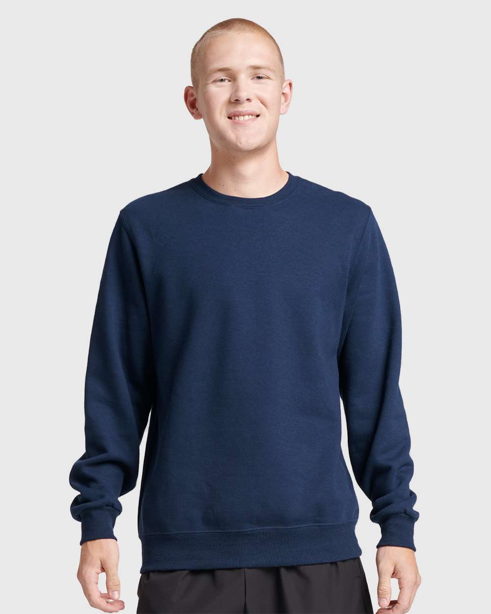 Unisex Eco™ Premium Blend Ring-Spun Crewneck Sweatshirt - OnModelFront - B12935653 - J. Navy