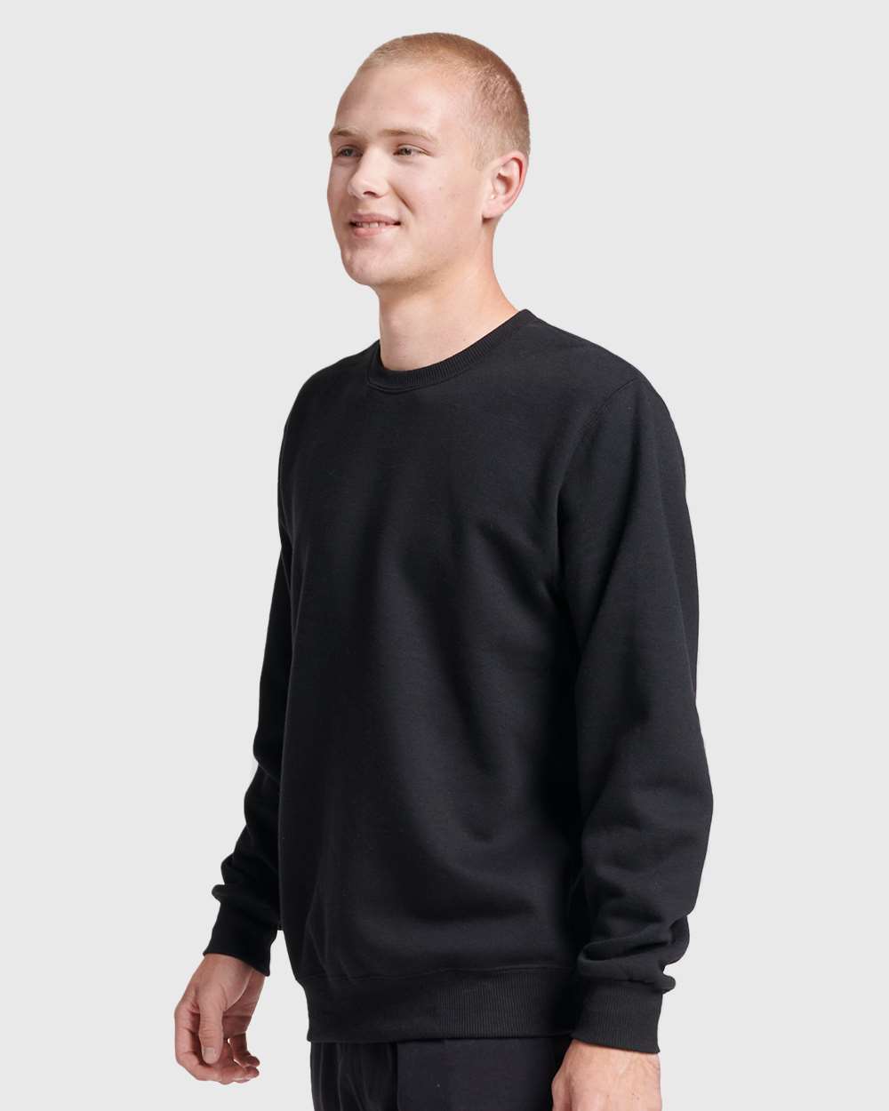 Unisex Eco™ Premium Blend Ring-Spun Crewneck Sweatshirt - OnModelSide - B12935502 - Black Ink