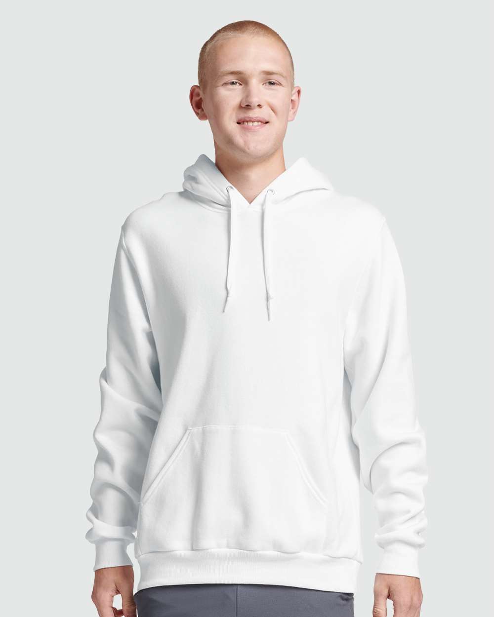Unisex Eco™ Premium Blend Ring-Spun Hooded Sweatshirt - OnModelFront - B12235002 - White