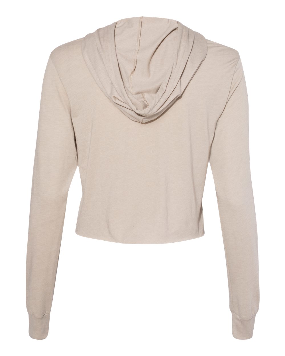 Women’s Triblend Crop Long Sleeve Hoodie - Back - B26606363 - Tan Triblend