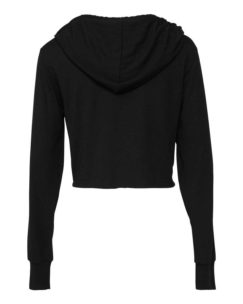 Women’s Triblend Crop Long Sleeve Hoodie - Back - B26606503 - Solid Black Triblend