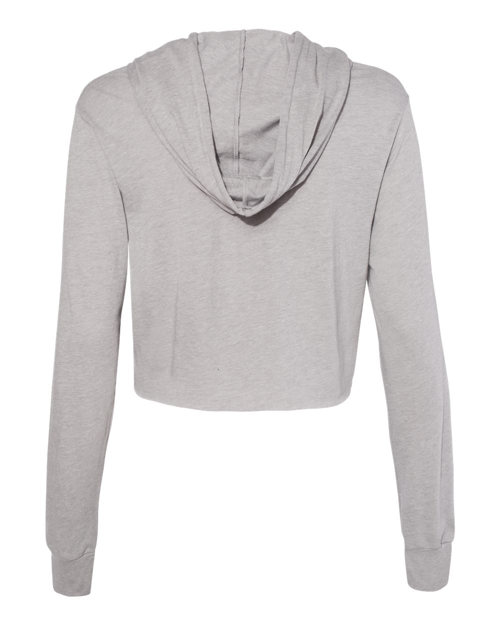 Women’s Triblend Crop Long Sleeve Hoodie - Back - B26606593 - Athletic Grey Triblend