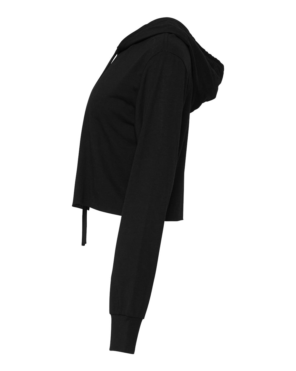 Women’s Triblend Crop Long Sleeve Hoodie - DirectSide - B26606503 - Solid Black Triblend