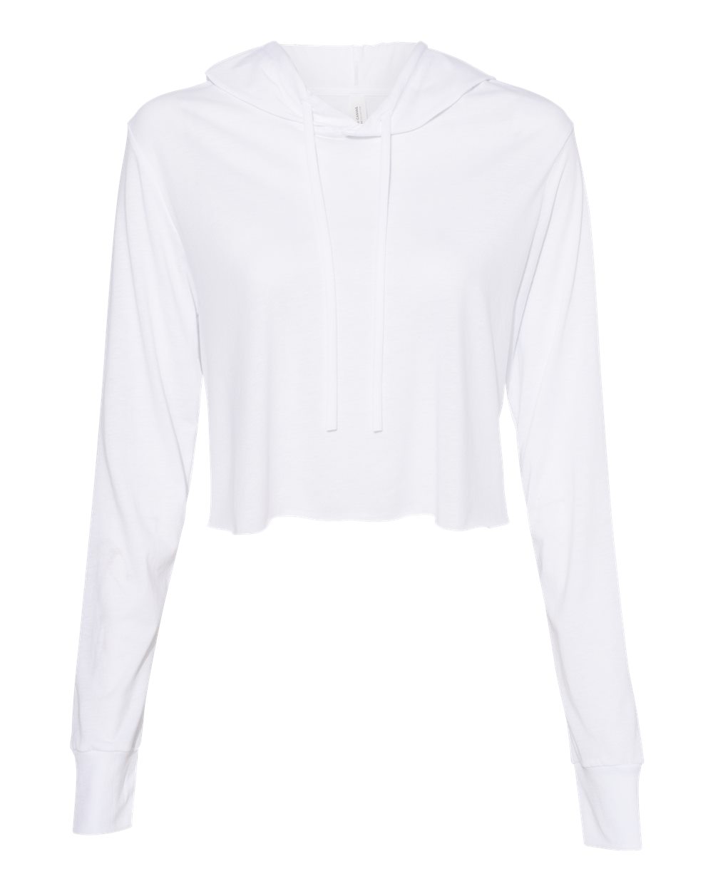 Women’s Triblend Crop Long Sleeve Hoodie - Front - B26606003 - Solid White Triblend