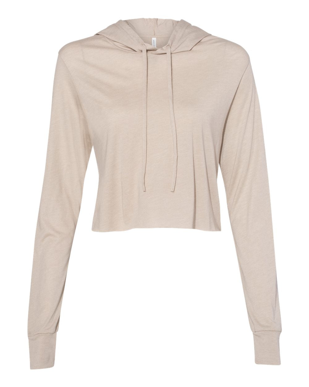 Women’s Triblend Crop Long Sleeve Hoodie - Front - B26606363 - Tan Triblend