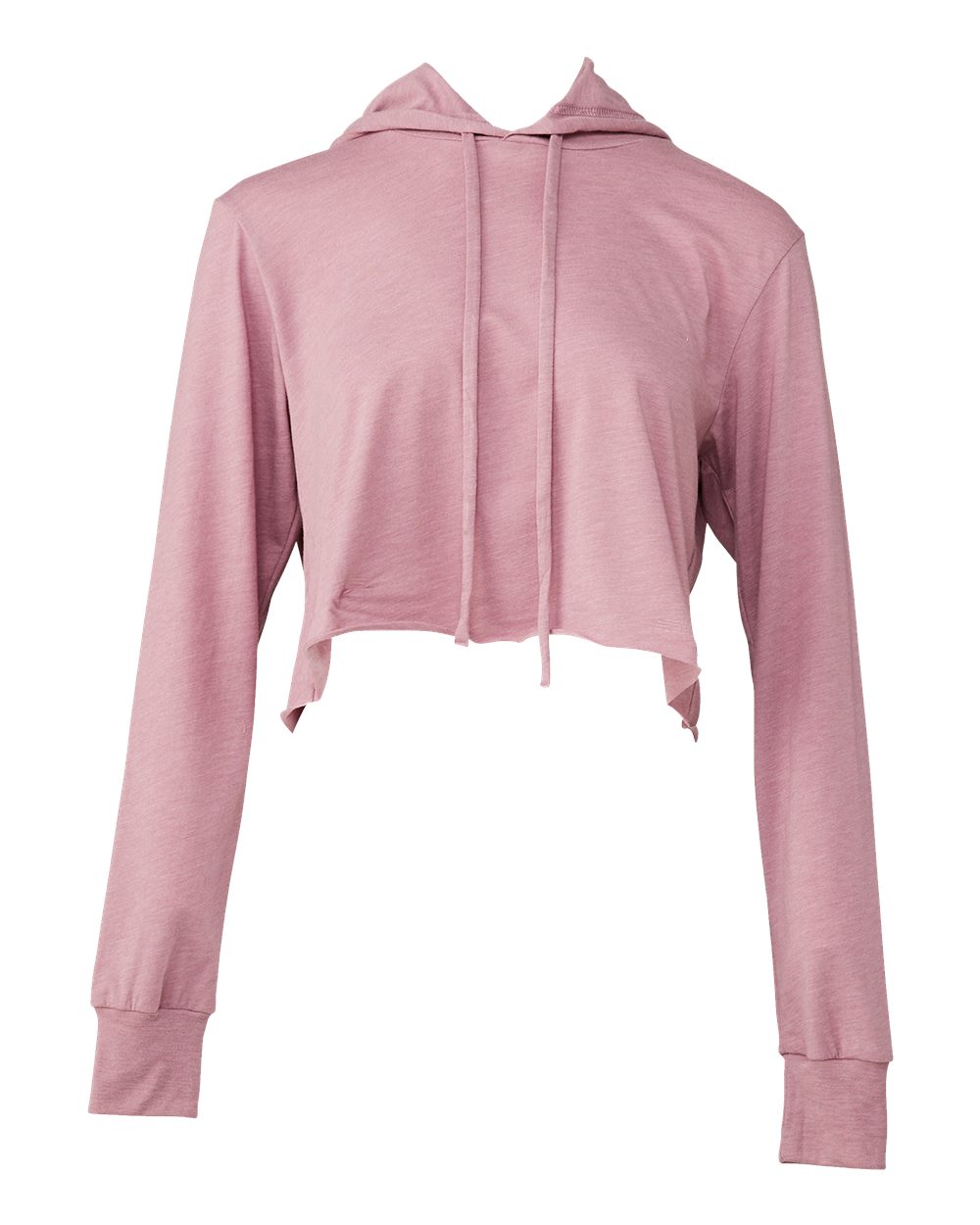 Women’s Triblend Crop Long Sleeve Hoodie - Front - B26606673 - Orchid Triblend