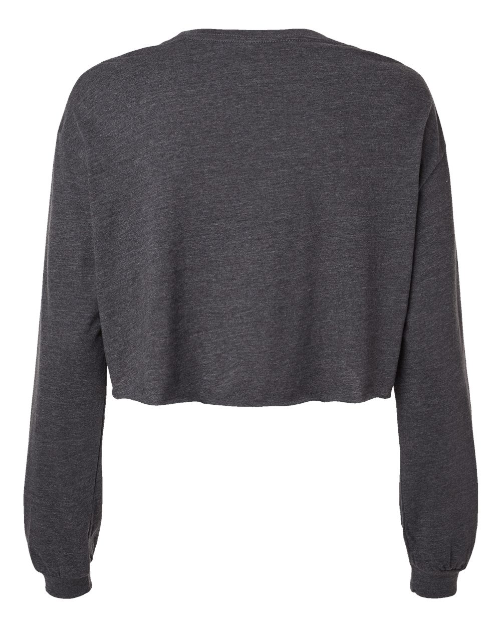 Women's FWD Fashion Crop Long Sleeve Tee - Back - B10306593 - Dark Grey Heather