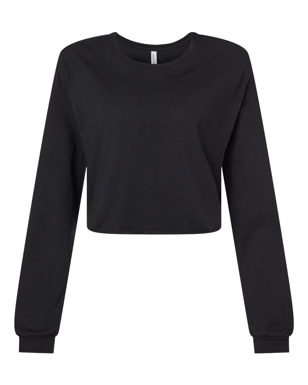 Women's FWD Fashion Crop Long Sleeve Tee - Front - B10306503 - Black