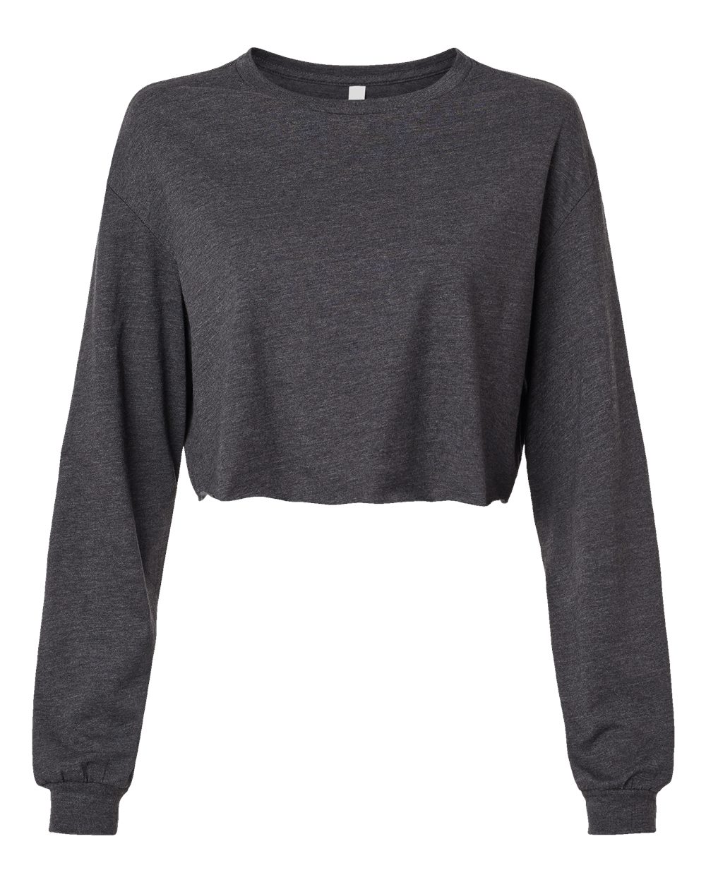 Women's FWD Fashion Crop Long Sleeve Tee - Front - B10306593 - Dark Grey Heather