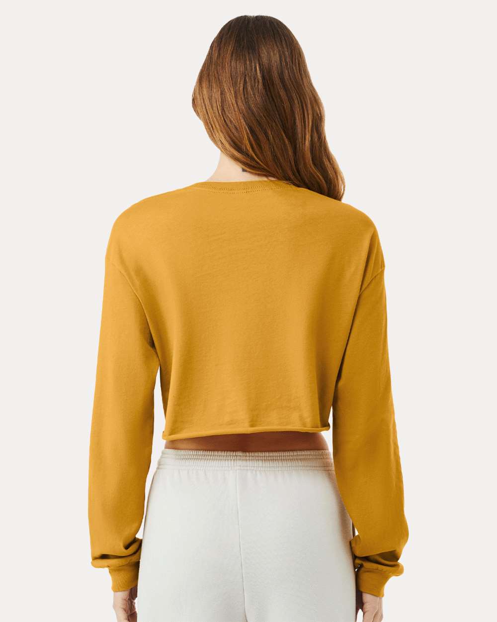 Women's FWD Fashion Crop Long Sleeve Tee - OnModelBack - B10306143 - Mustard
