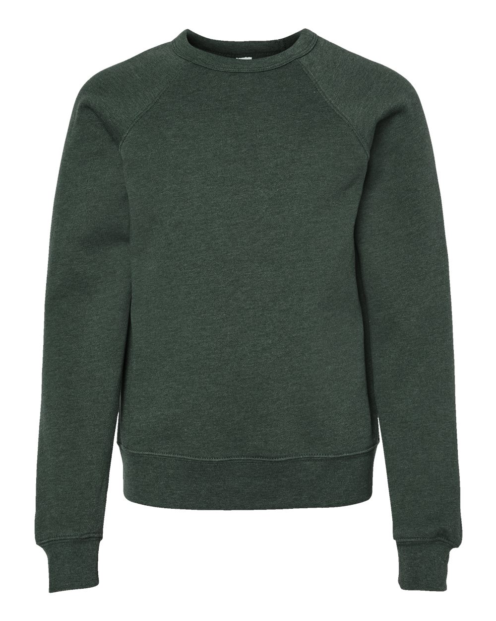 Youth Sponge Fleece Crewneck Sweatshirt - Front - B33606543 - Heather Forest