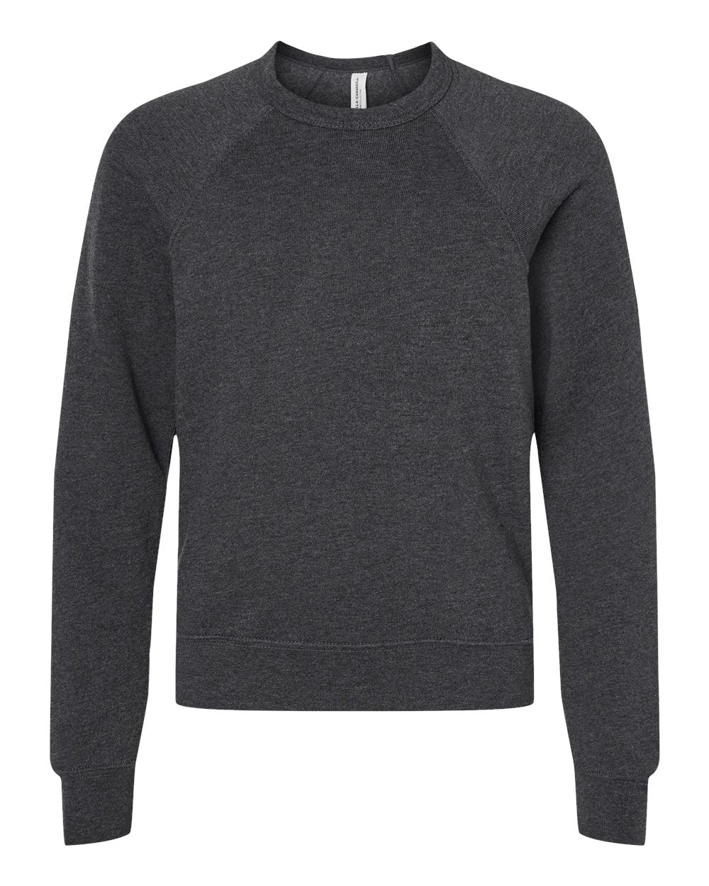 Youth Sponge Fleece Crewneck Sweatshirt - Front - B33606593 - Dark Grey Heather
