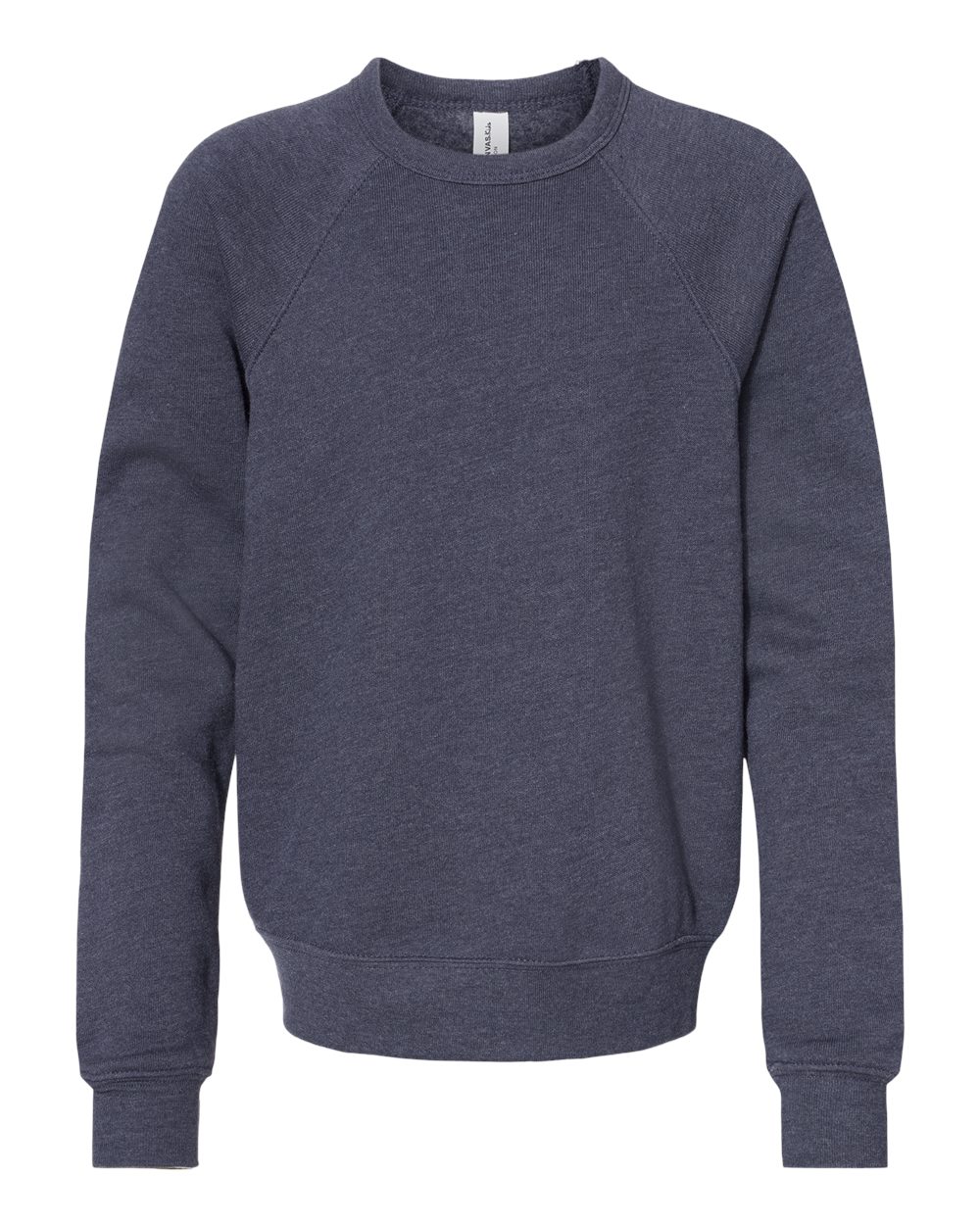 Youth Sponge Fleece Crewneck Sweatshirt - Front - B33606653 - Heather Navy