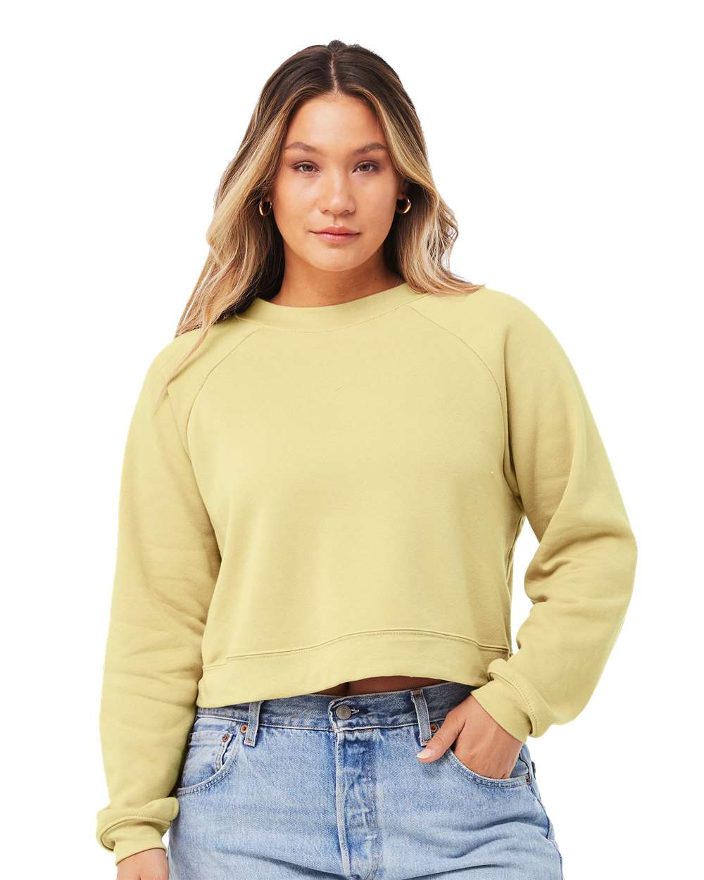 Women's Raglan Pullover Fleece - OnModelFront - B10206233 - French Vanilla